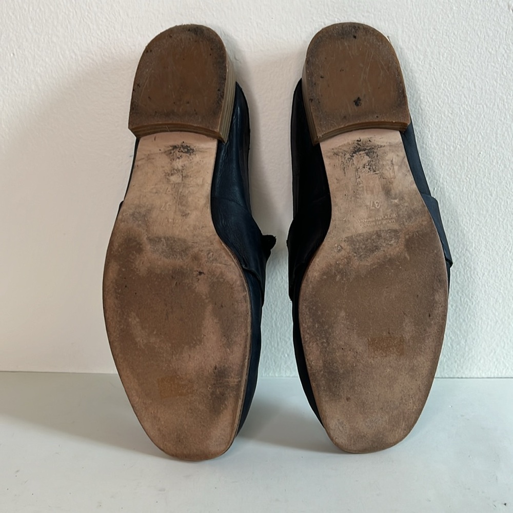 Free People Sz 37 (6.5-7) At Ease Black Leather Mules Loafers Spain 500025403 - Picture 5 of 8